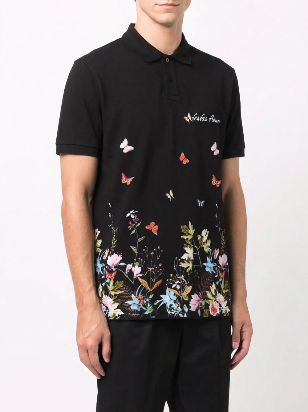 FesFas Floral-print Polo Shirt | Men | Black