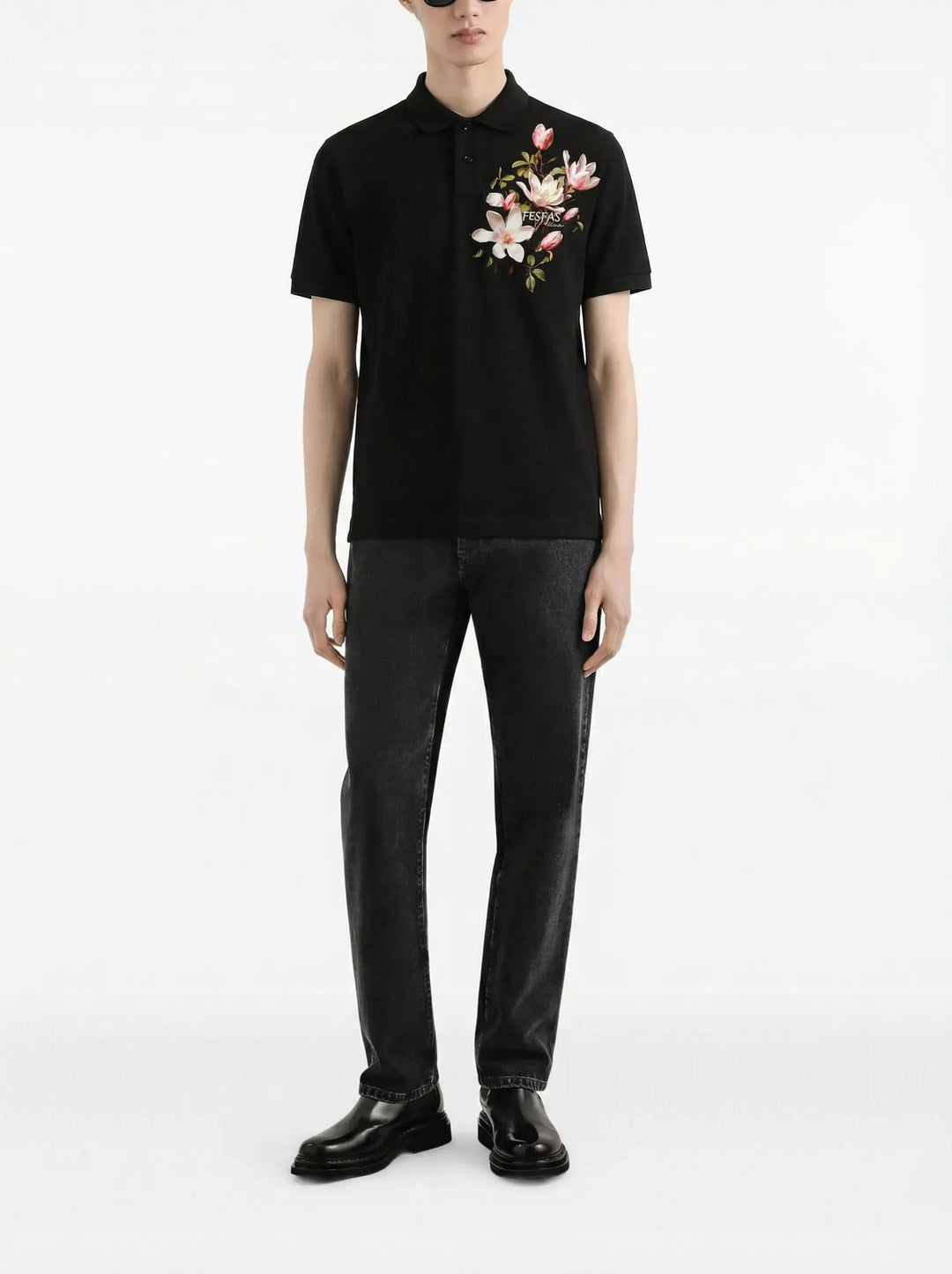 FesFas Floral-print Polo Shirt | Men | Black