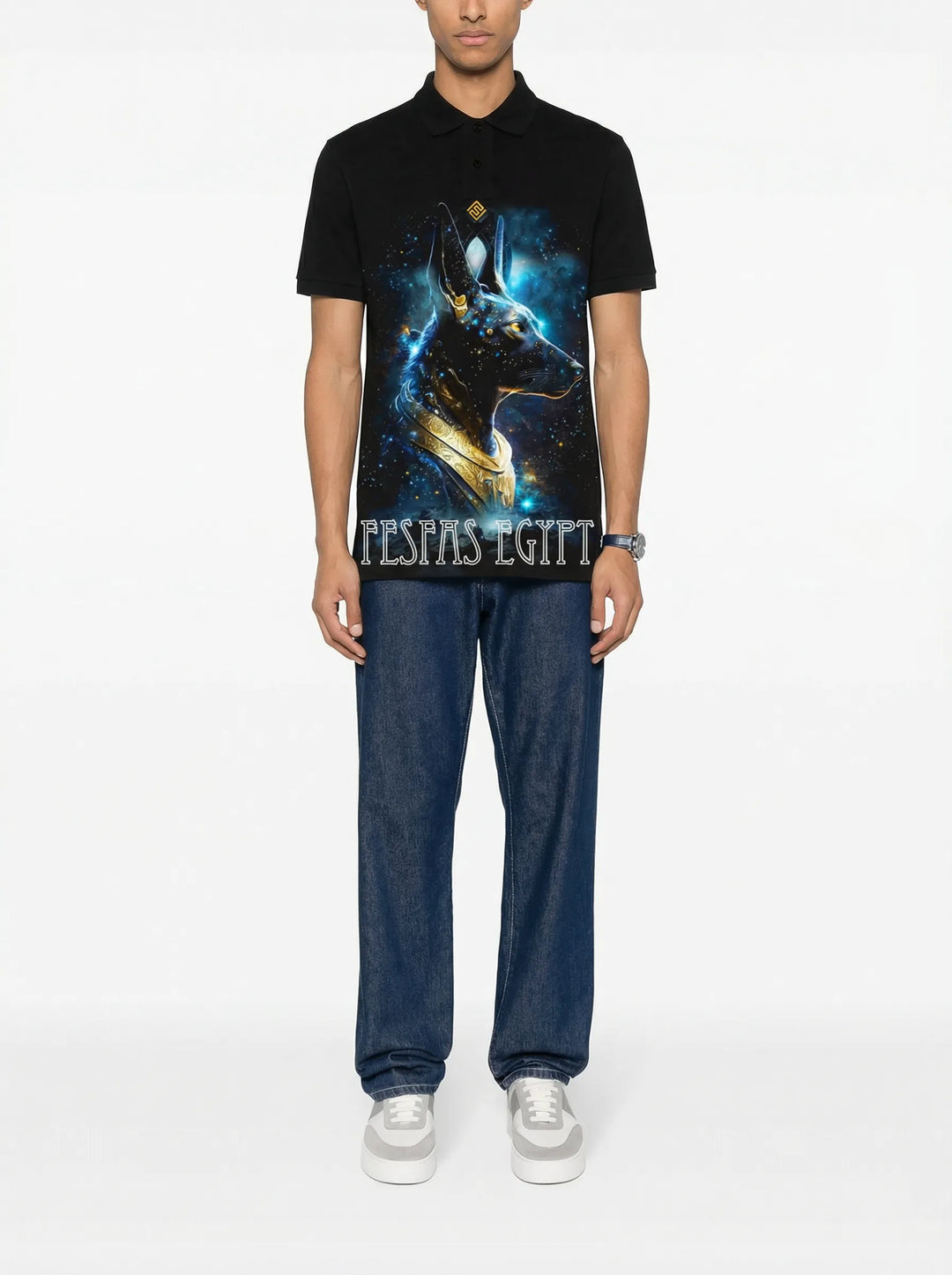FesFas Doberman-print Polo Shirt | Men | Black