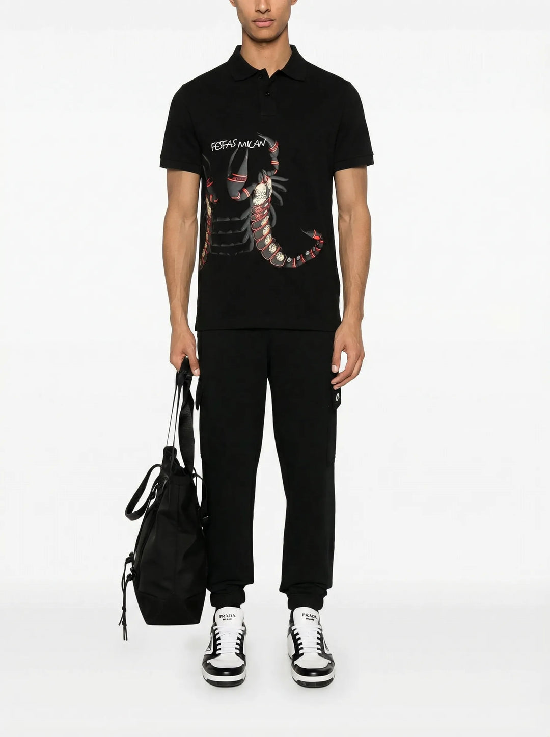 FesFas Scorpion-print Polo Shirt | Men | Black