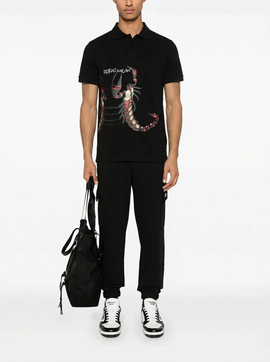 FesFas Scorpion-print Polo Shirt | Men | Black