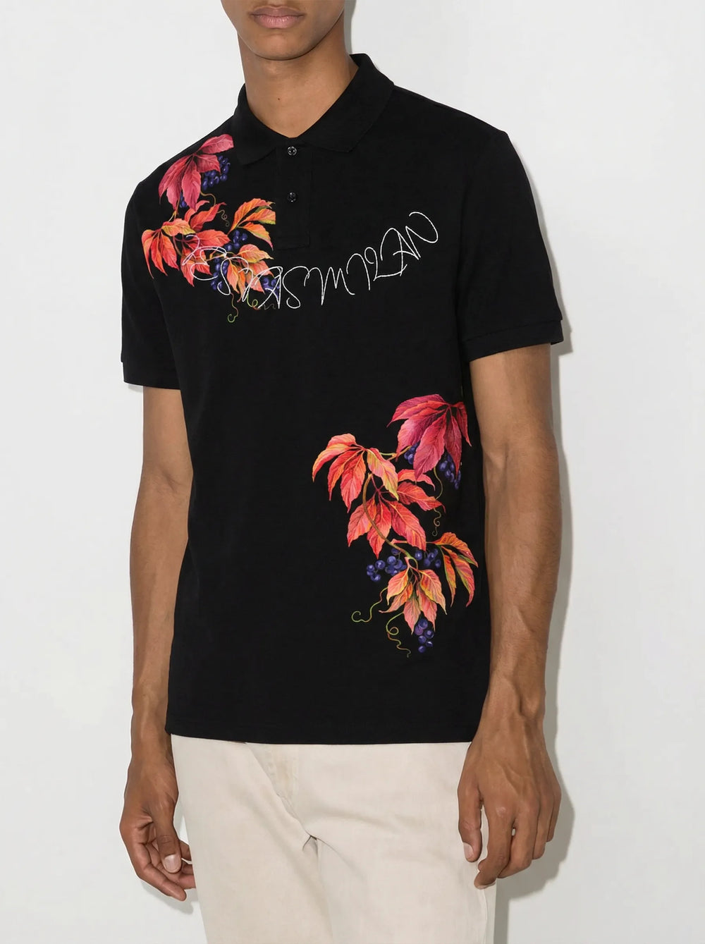 FesFas Leaf-print Polo Shirt | Men | Black