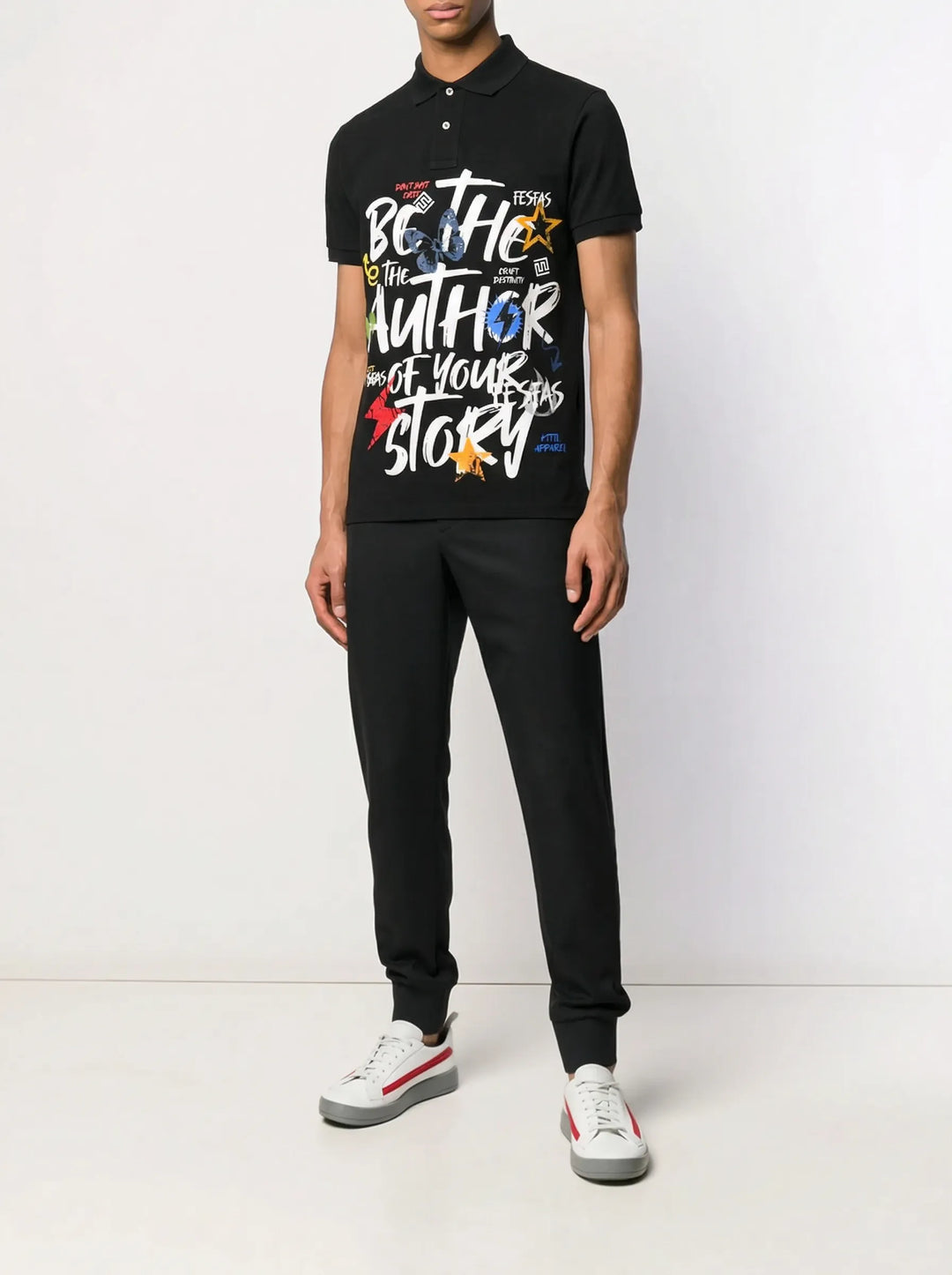 FesFas "Author of Your Story"-print Polo Shirt | Men | Black
