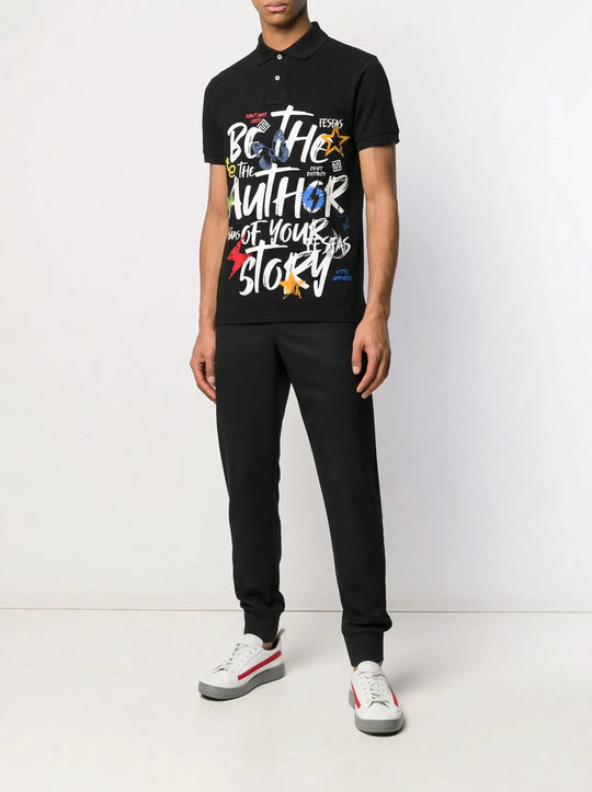 FesFas "Author of Your Story"-print Polo Shirt | Men | Black