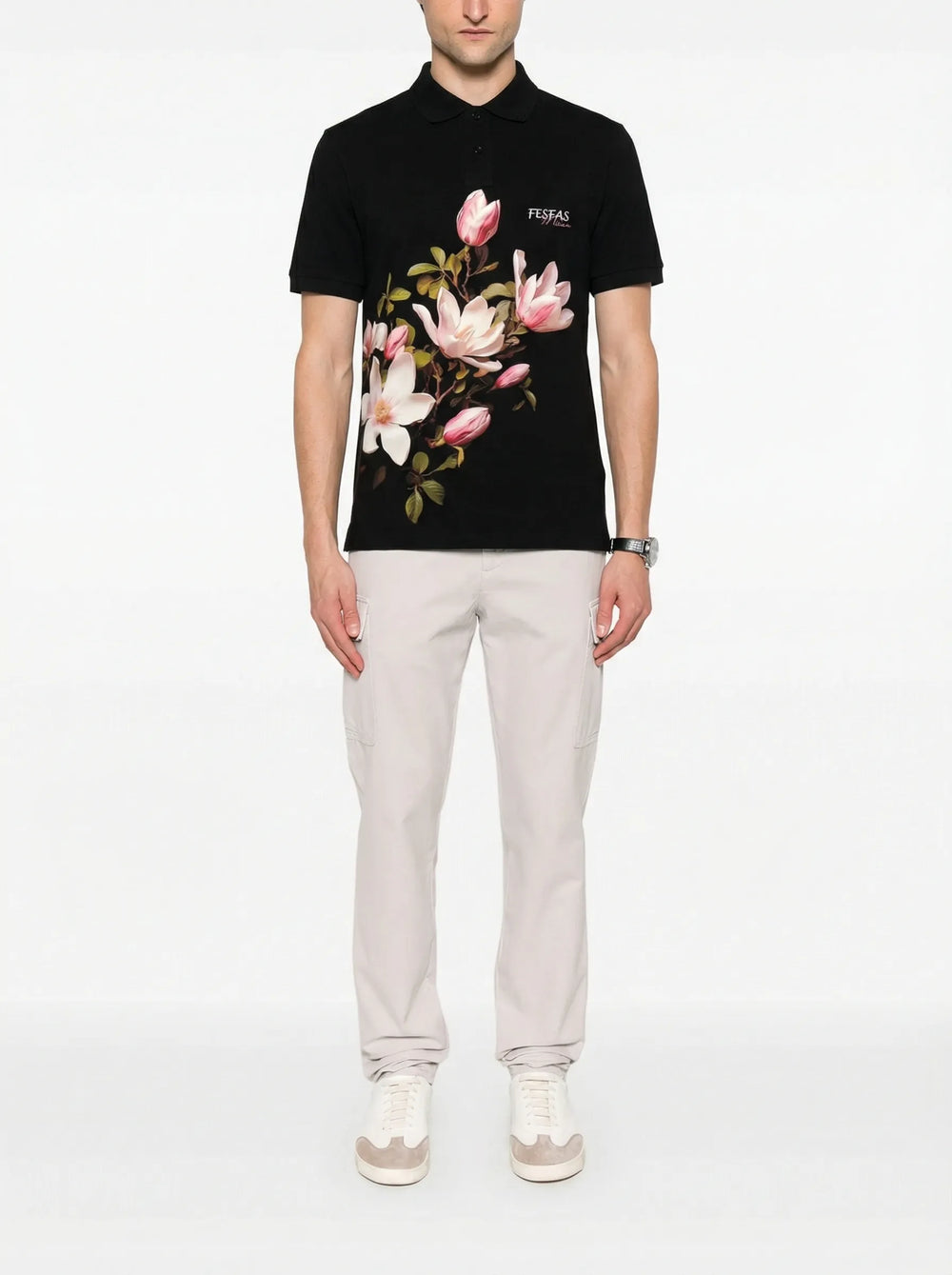FesFas Floral-print Polo Shirt | Men | Black