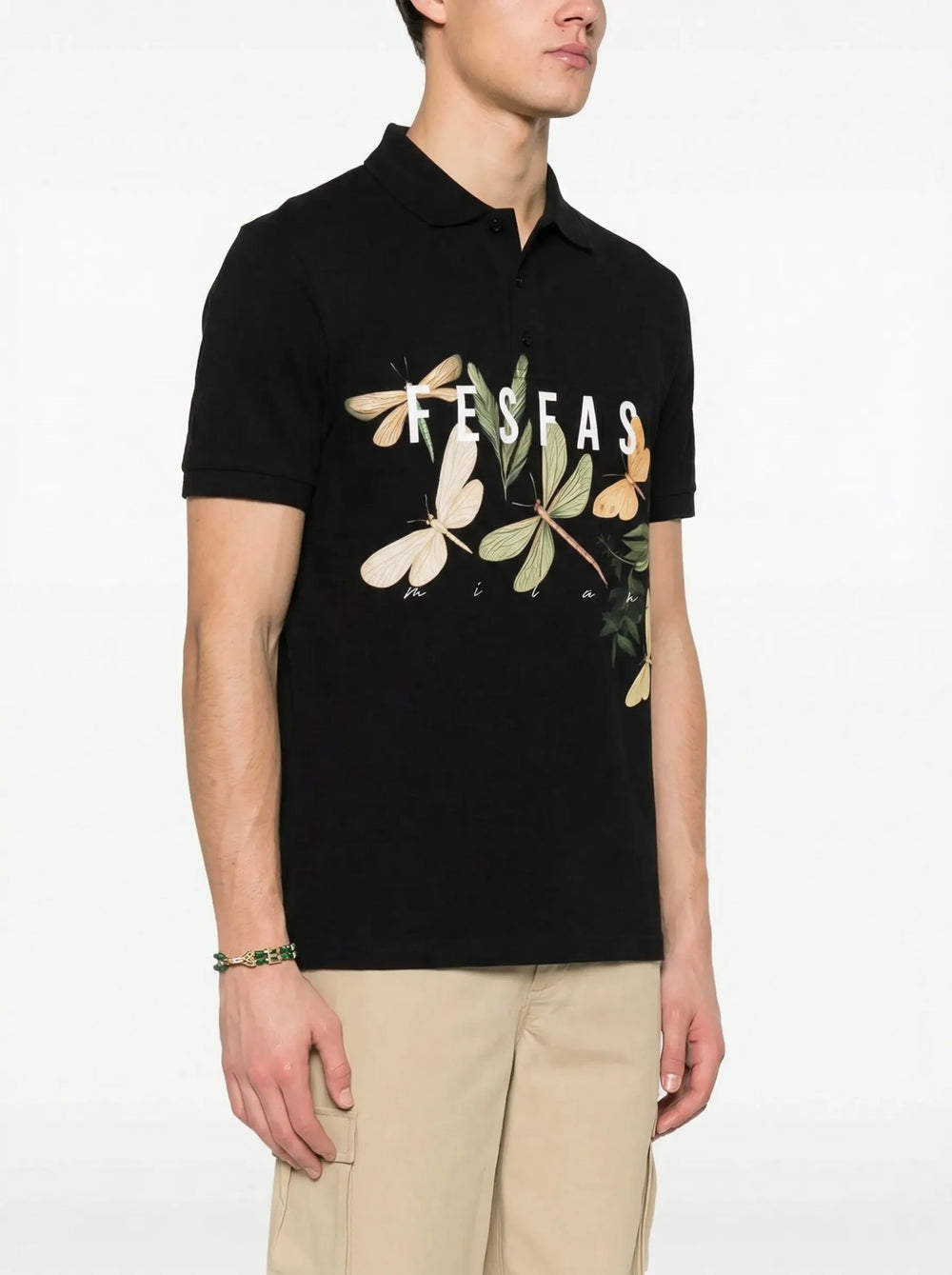 FesFas Dragonfly-print Polo Shirt | Men | Black