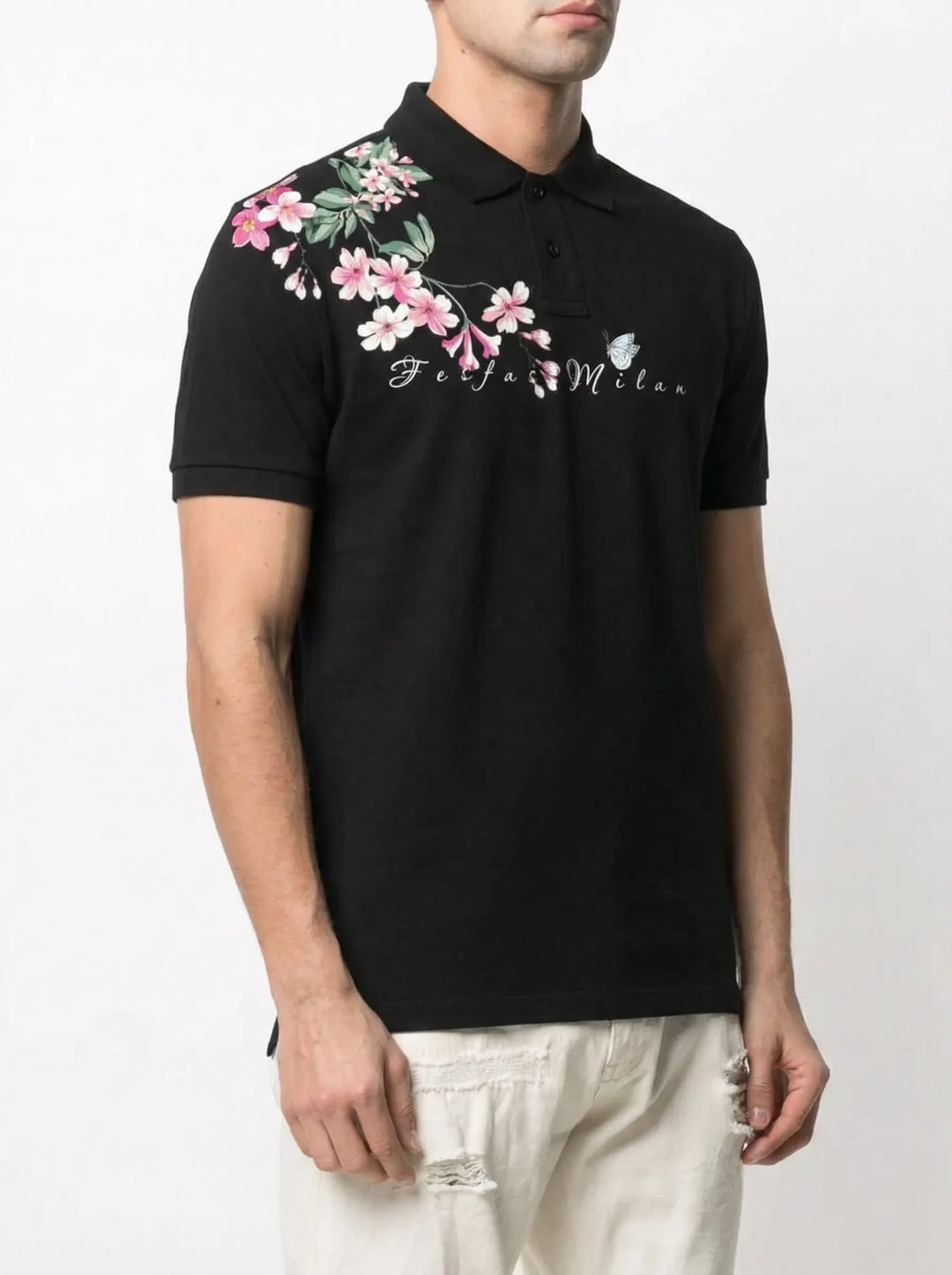 FesFas Floral-print Polo Shirt | Men | Black