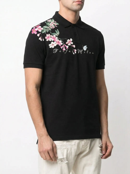 FesFas Floral-print Polo Shirt | Men | Black