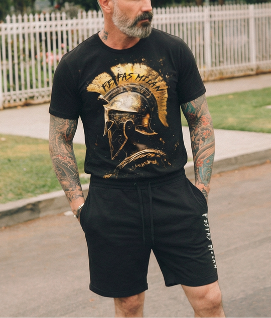 FesFas sparta-print T-shirt Set | Black | Men