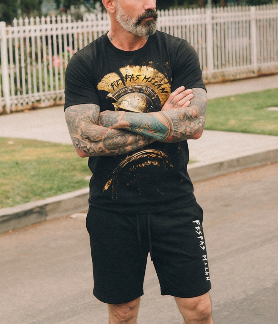 FesFas sparta-print T-shirt Set | Black | Men