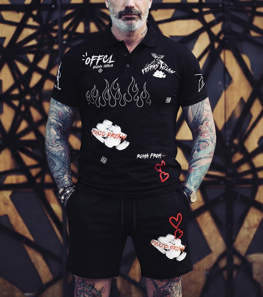 FesFas graphic-print Polo Set | Men | Black