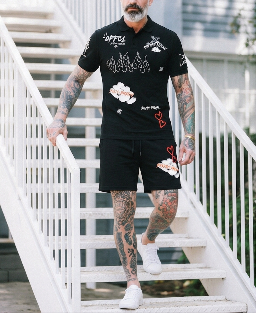 FesFas graphic-print Polo Set | Men | Black