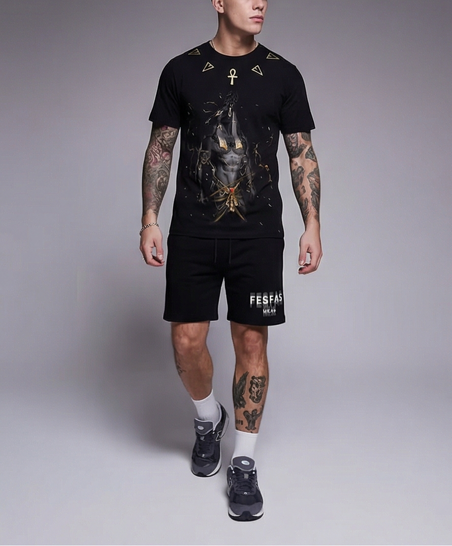 FesFas anubis-print T-shirt Set | Black | Men