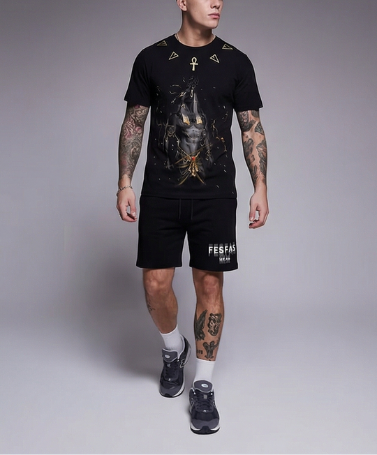FesFas anubis-print T-shirt Set | Black | Men