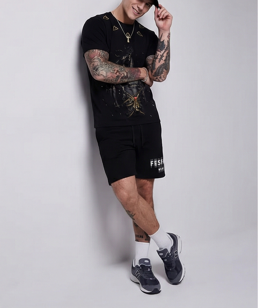 FesFas anubis-print T-shirt Set | Black | Men