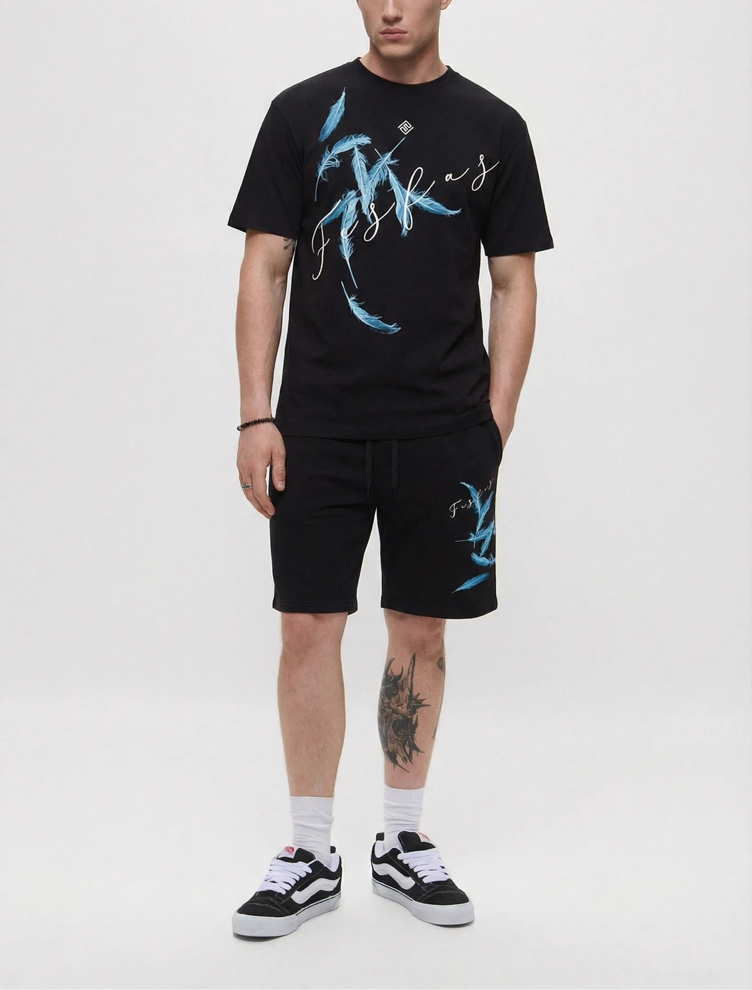 FesFas feathers-print T-shirt Set | Black | Men