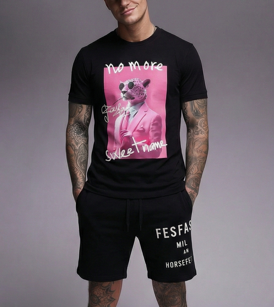 FesFas panther-print T-shirt Set | Black | Men