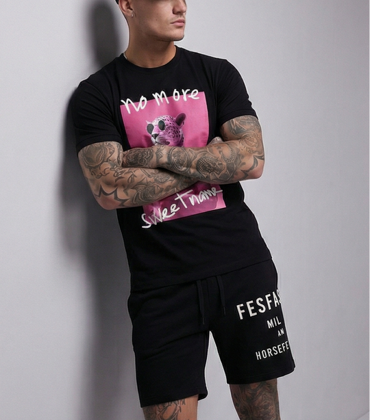 FesFas panther-print T-shirt Set | Black | Men