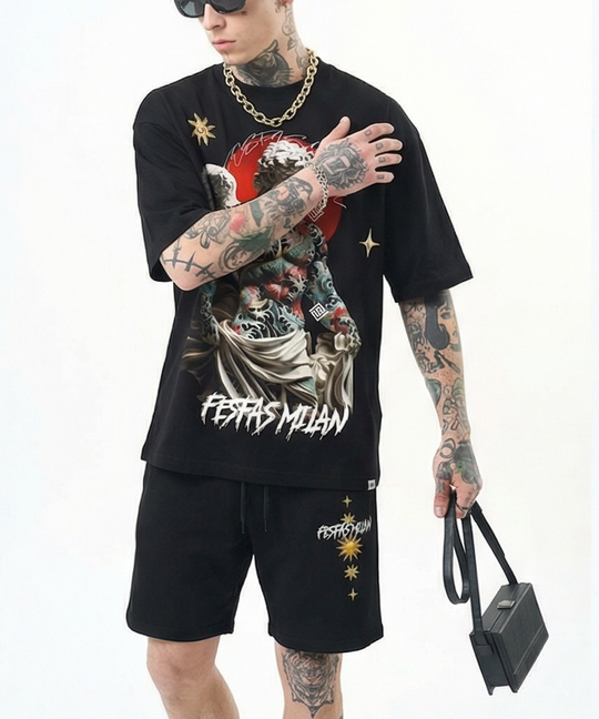 FesFas angel-print T-shirt Set | Black | Men