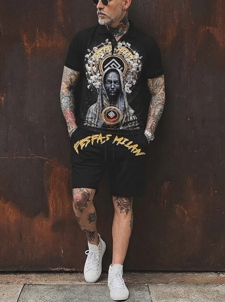 FesFas goddess-print Polo Set | Men | Black