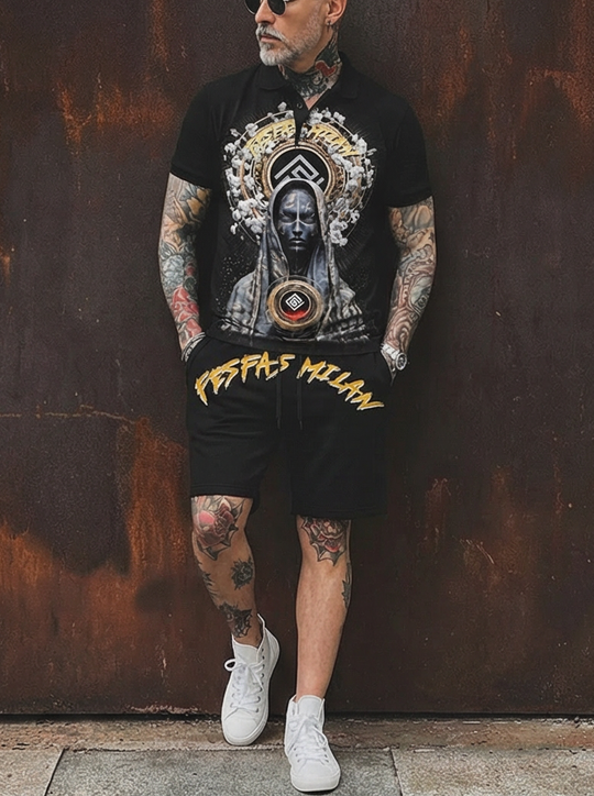FesFas goddess-print Polo Set | Men | Black
