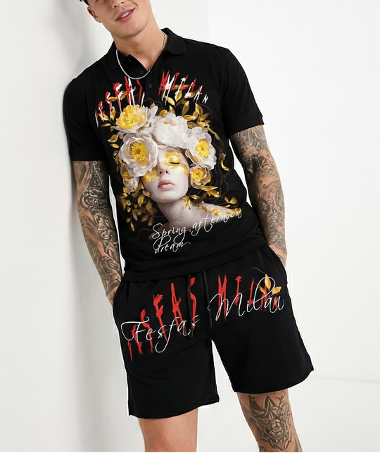FesFas flower goddess-print Polo Set | Men | Black