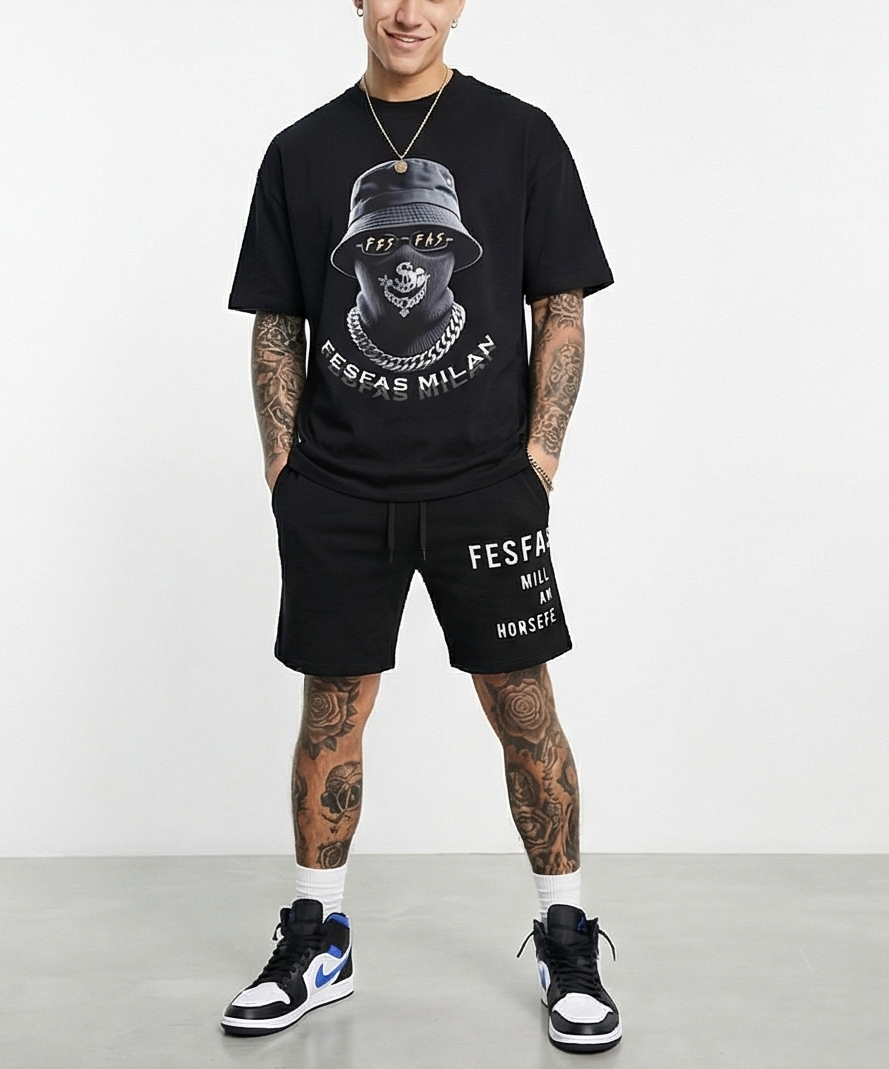 FesFas hidden boss-print T-shirt Set | Black | Men
