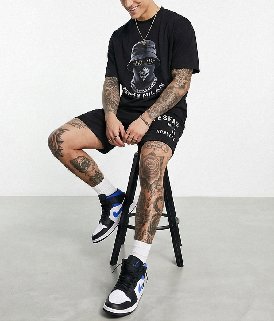 FesFas hidden boss-print T-shirt Set | Black | Men