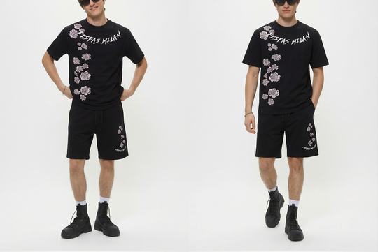 FesFas flowers-print T-shirt Set | Black | Men