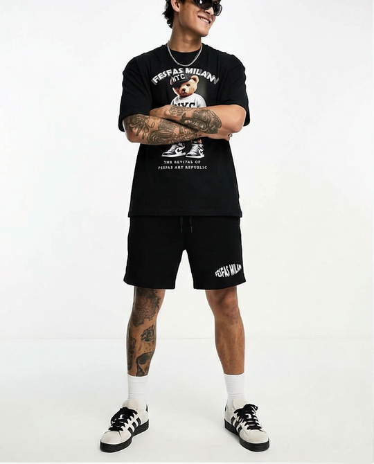 FesFas sport bear-print T-shirt Set | Black | Men