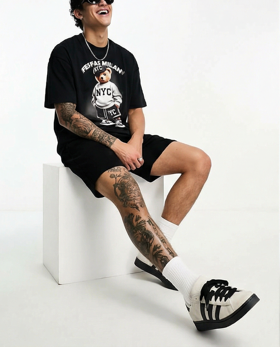 FesFas sport bear-print T-shirt Set | Black | Men
