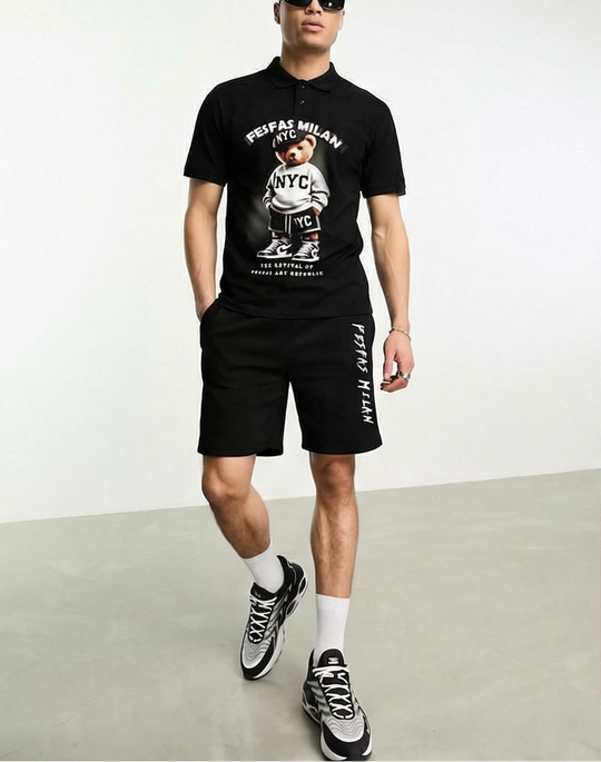 FesFas sport bear-print Polo Set | Men | Black