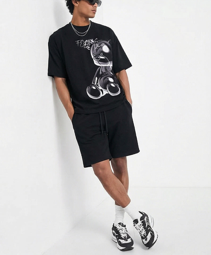 FesFas balloon bear-print T-shirt Set | Black | Men