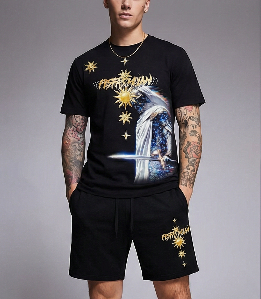 FesFas knight-print T-shirt Set | Black | Men