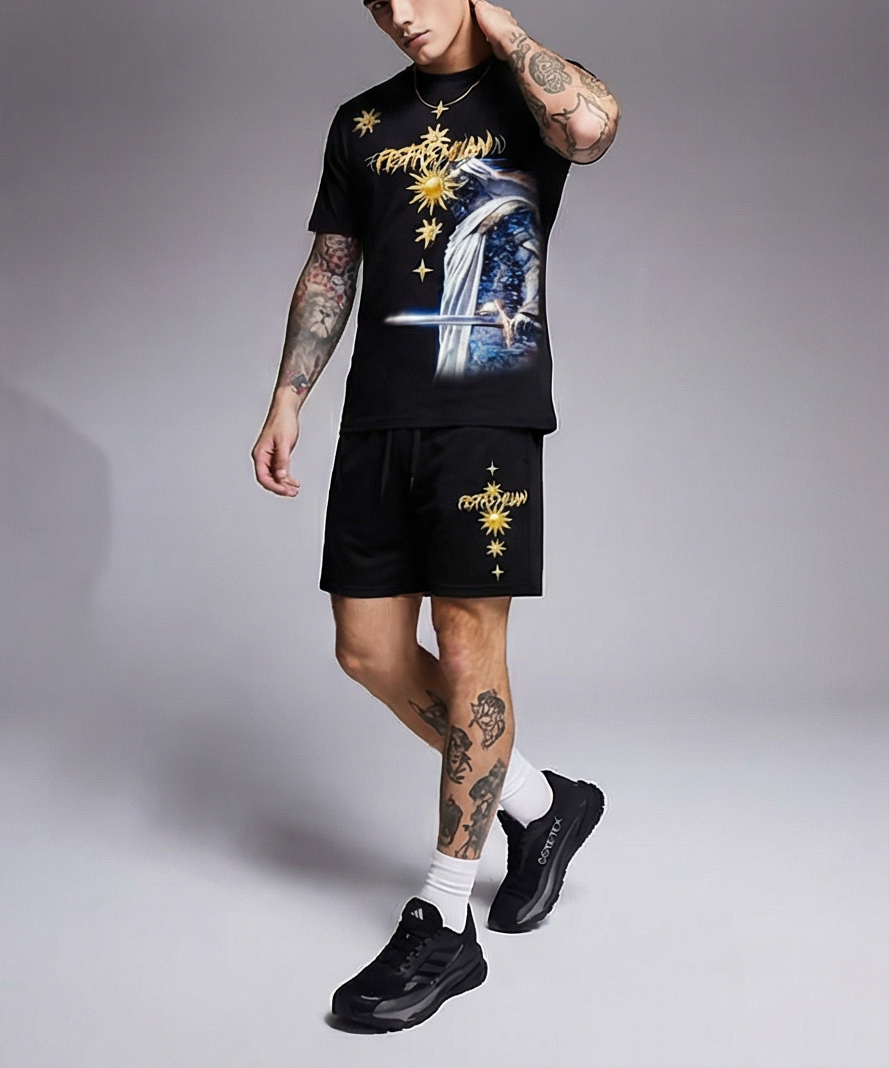 FesFas knight-print T-shirt Set | Black | Men