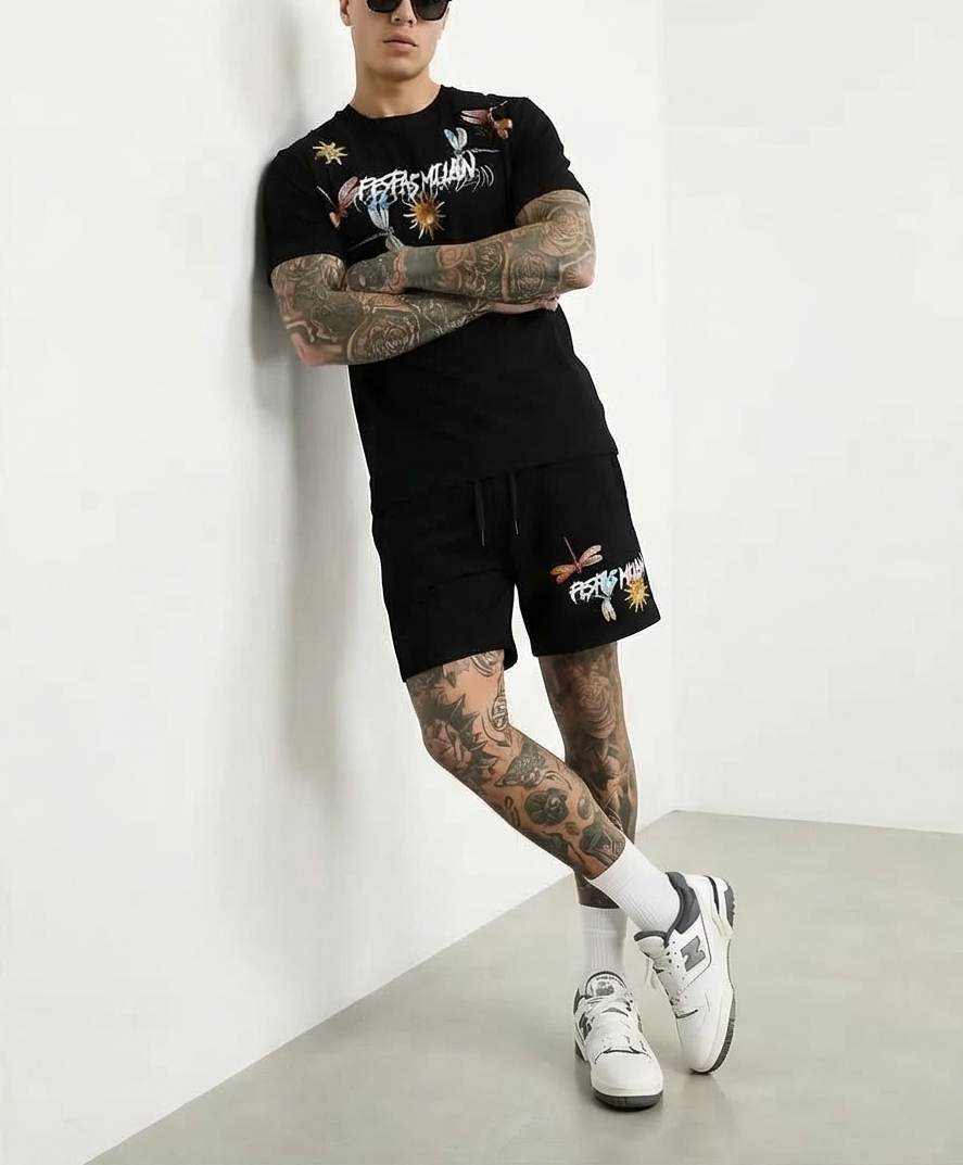FesFas dragonfly-print T-shirt Set | Black | Men