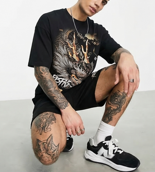 FesFas dragon-print T-shirt Set | Black | Men
