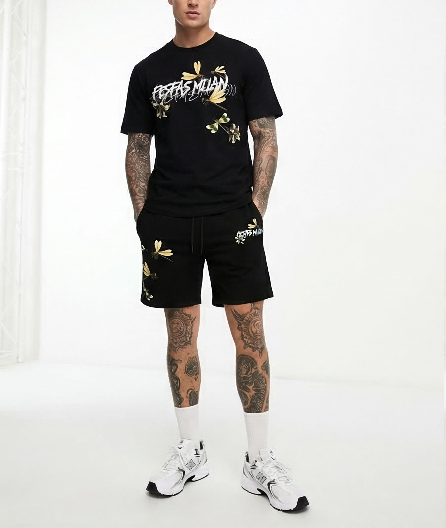 FesFas dragonflies-print T-shirt Set | Black | Men