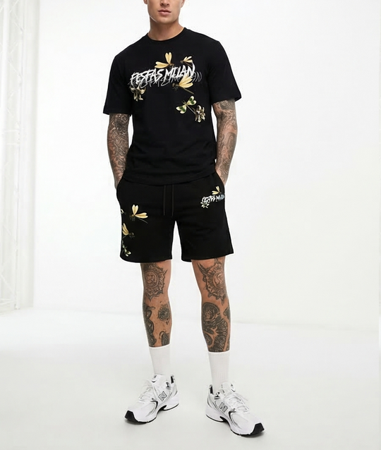 FesFas dragonflies-print T-shirt Set | Black | Men