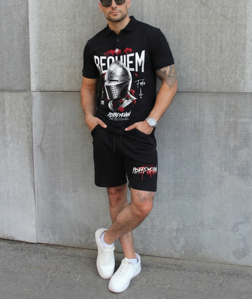 FesFas knight helmet-print Polo Set | Men | Black
