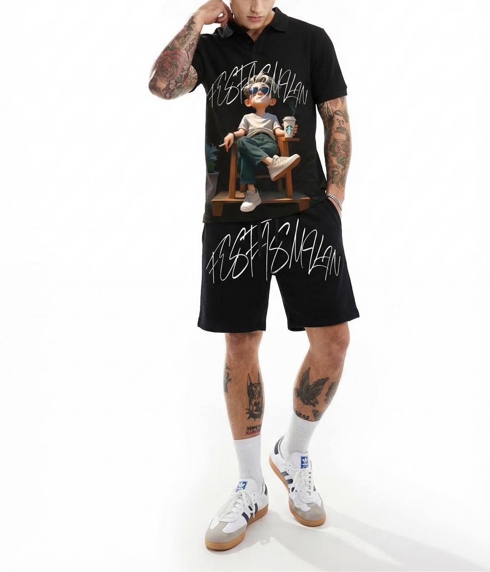 FesFas chill boy-print Polo Set | Men | Black