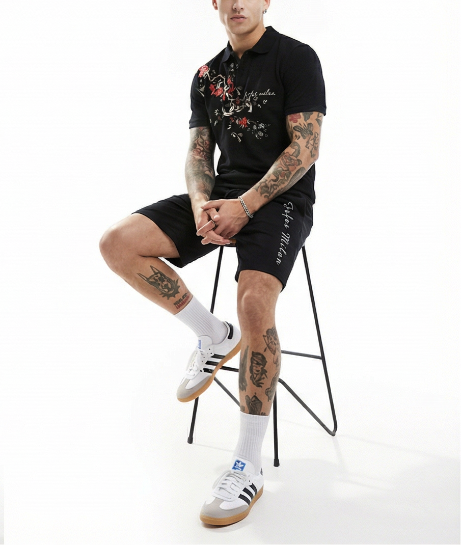 FesFas flowers-print Polo Set | Men | Black