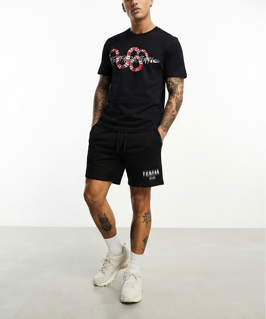 FesFas snake-print T-shirt Set | Black | Men