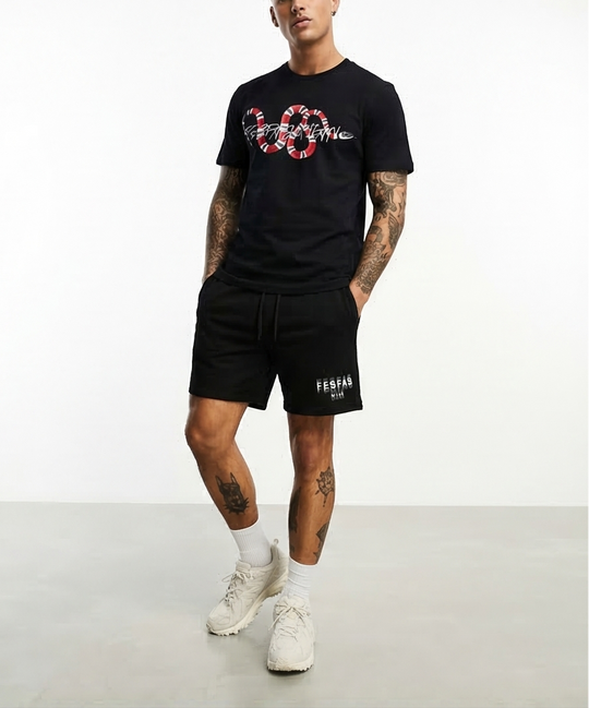 FesFas snake-print T-shirt Set | Black | Men