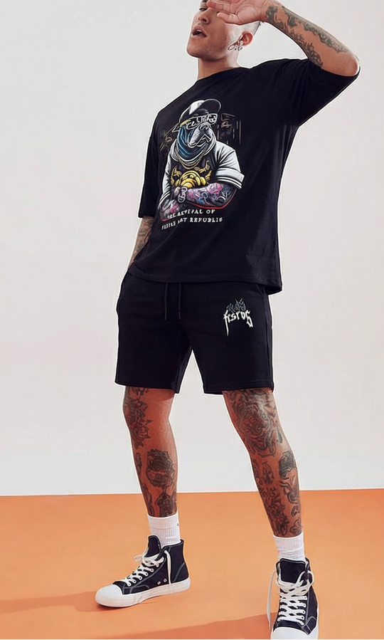 FesFas bulldog-print T-shirt Set | Black | Men