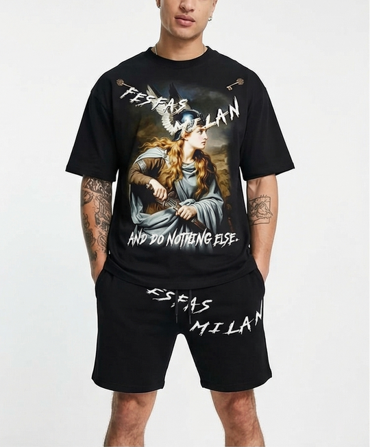 FesFas woman assassin-print T-shirt Set | Black | Men