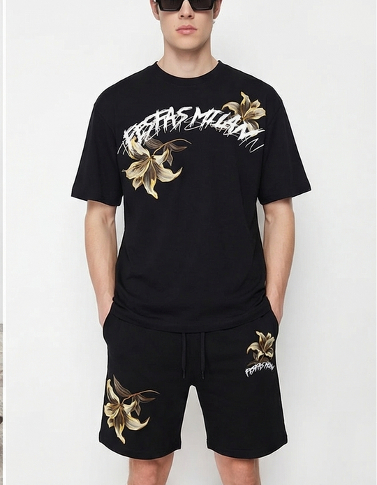 FesFas lily-print T-shirt Set | Black | Men