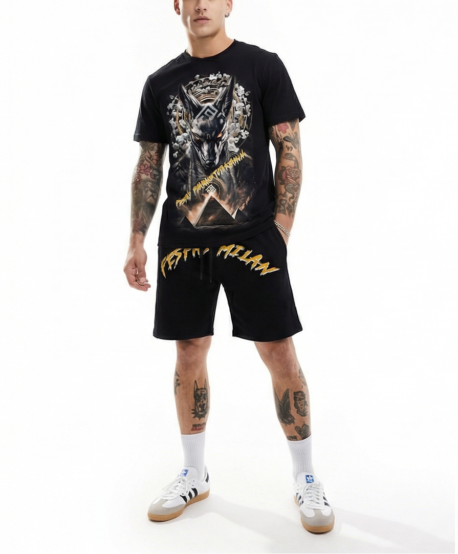 FesFas anubis-print T-shirt Set | Black | Men
