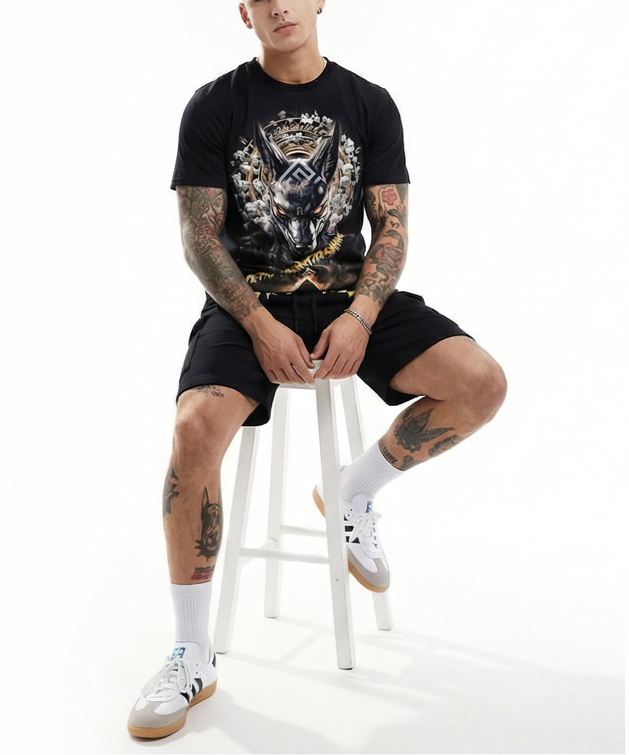 FesFas anubis-print T-shirt Set | Black | Men