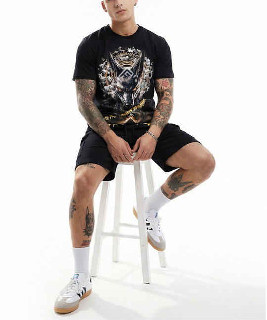 FesFas anubis-print T-shirt Set | Black | Men